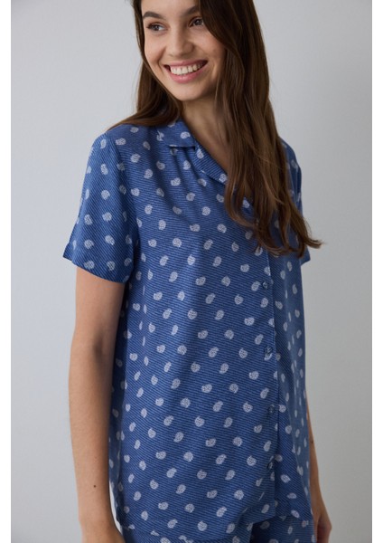 İndigo Hailee Çiçek Desenli Gömlek Yaka Kısa Kollu Pijama Takımı fiyatları