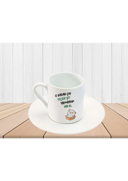 Yazılı Mochi Kedi Baskılı Beyaz Kahve Fincanı, Şık ve Kullanışlı Tasarım