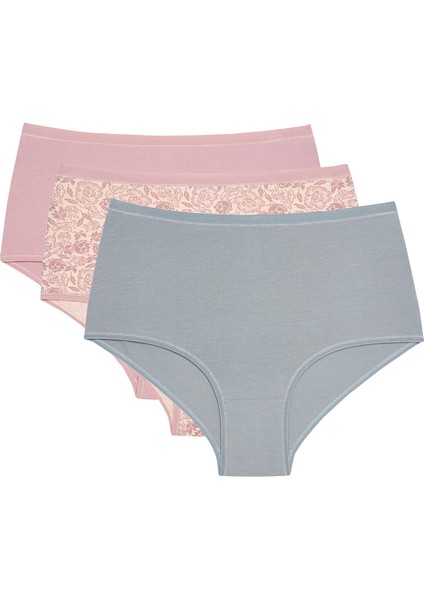Rose Ceremony Çiçek Desenli Yüksek Bel 3'lü Slip Külot