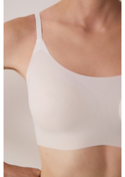 Ekru Zero Gram Balensiz Dikişsiz Push Up Bralet