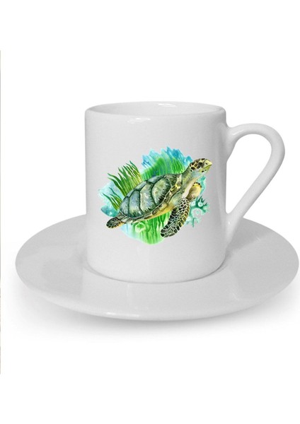 Baskılı Karetta Karetta Beyaz Türk Kahvesi Fincanı, Şık ve Özel Tasarım