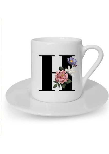 H Harfi Baskılı Beyaz Türk Kahvesi Fincanı, Şık ve Özel Tasarım, Keyifli Kahve Deneyimi