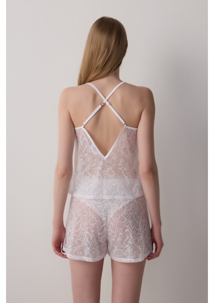 Kırık Beyaz Bridal Dantelli Gelin Şortlu Pijama Takımı fiyatları