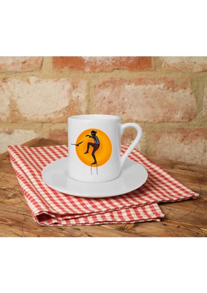 Baskılı Karete Kit Beyaz Türk Kahvesi Fincanı, Şık ve Güzel Tasarım