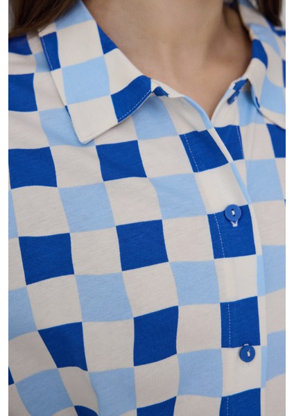 Ekoseli Rhea Gingham Gömlek Yaka Pamuklu Kısa Kollu Pijama Takımı modelleri