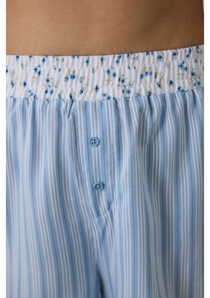 Açık Mavi Lilah Çizgili Şort Pijama Altı modelleri