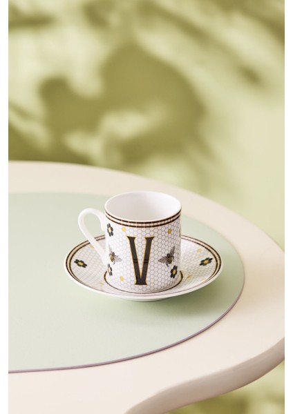 V Harfli Renkli Küçük Kahve Fincanı 80 Ml, Şık ve Sevimli Tasarım