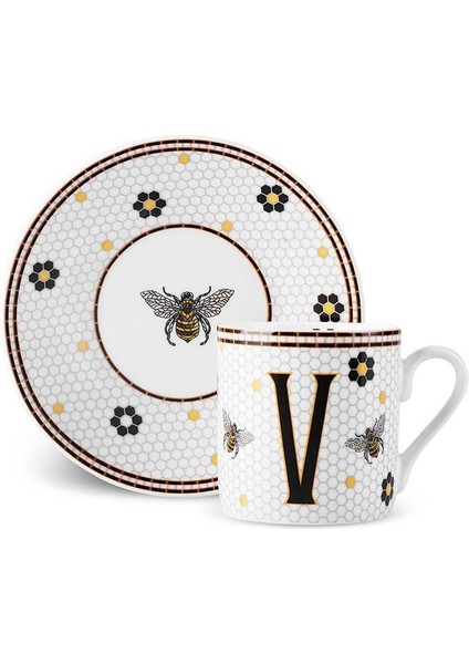 V Harfli Renkli Küçük Kahve Fincanı 80 Ml, Şık ve Sevimli Tasarım