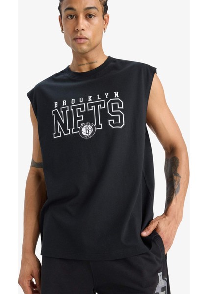 %100 Pamuk NBA Brooklyn Nets Oversize Geniş Kalıp Bisiklet Yaka Atlet E7284AX25AU fırsatları
