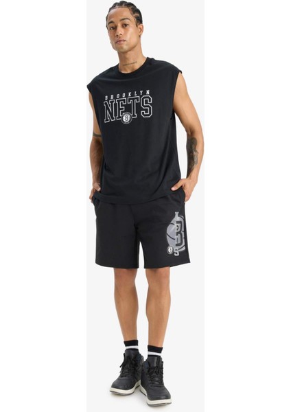 %100 Pamuk NBA Brooklyn Nets Oversize Geniş Kalıp Bisiklet Yaka Atlet E7284AX25AU indirimleri