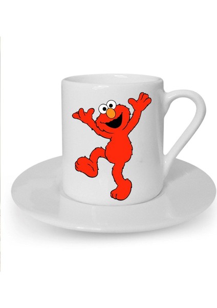Elmo Baskılı, Şık Beyaz Türk Kahvesi Fincanı, Keyifli Kahve Anları Için Ideal Seçenek