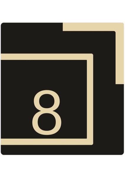 Siyah Gold Aynalı Pleksi Kapı Numarası No 8, Şık ve Parlak Tasarım