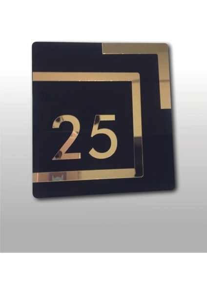 Siyah Gold Aynalı Pleksi Kapı Numarası No 8, Şık ve Parlak Tasarım fırsatları