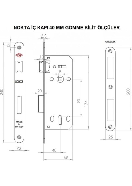 Sessiz 40MM Oval Oda Kilidi Siyah, Güvenli ve Şık Tasarım modelleri