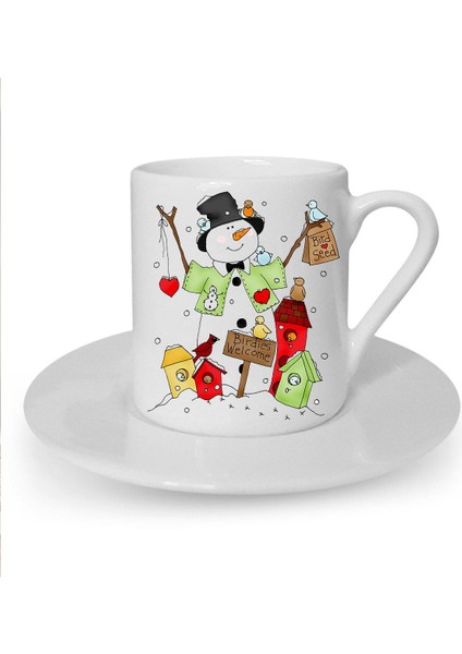 Sevimli Kedi Baskılı Beyaz Kahve Fincanı, Yılbaşı ve Noel Teması, Şık ve Kullanışlı