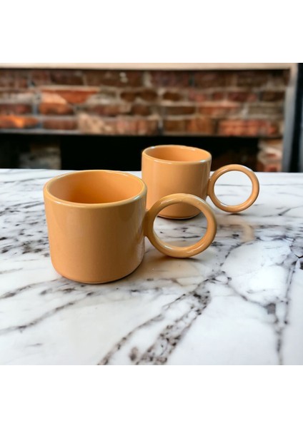Turuncu Halka Kulplu Fincan Seti, 8 Cm, 2 Adet, Şık ve Kullanışlı Tasarım modelleri