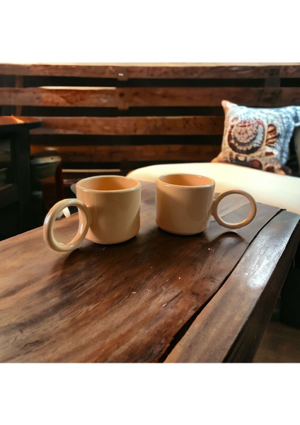 Turuncu Halka Kulplu Fincan Seti, 8 Cm, 2 Adet, Şık ve Kullanışlı Tasarım fırsatları