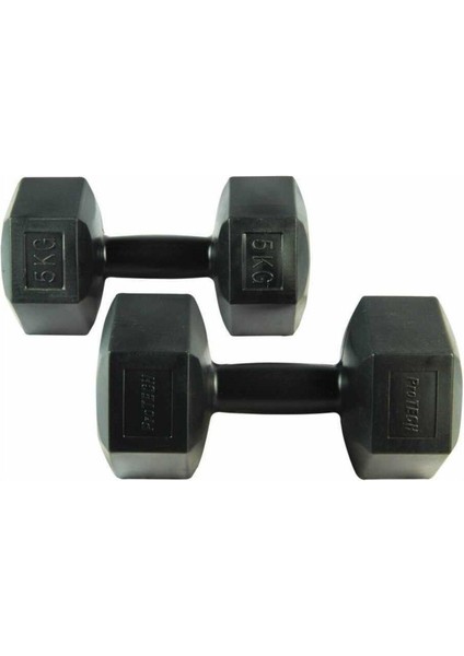 5 kg Siyah Vinyl Çiftli Dambıl Seti, Dayanıklı ve Şık Spor Ekipmanı