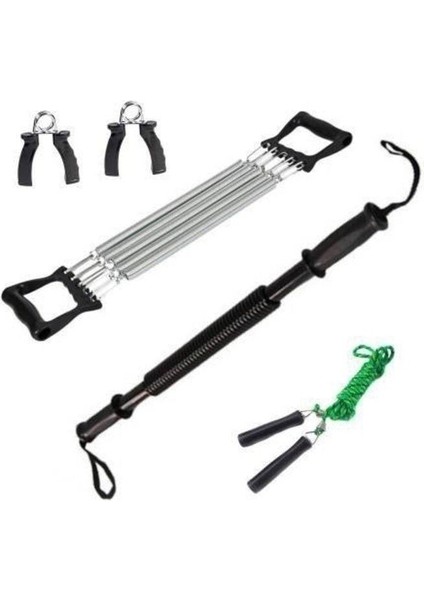 Renkli 5'li Vücut Egzersiz Seti Göğüs ve El Yayı Çalışma Paketi