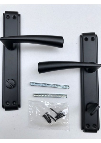 Şık Siyah Aynalı Kapı Kolu, Sağ El, Banyo ve Wc Için, Mat Kaplama