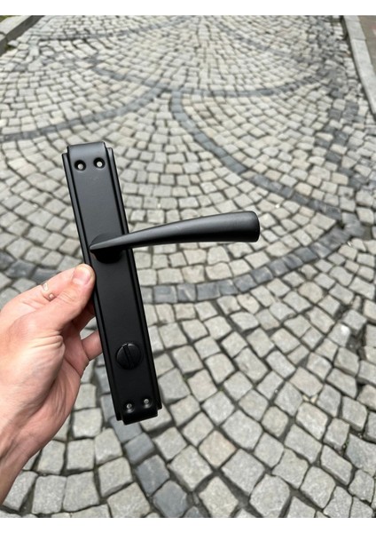 Şık Siyah Aynalı Kapı Kolu, Sağ El, Banyo ve Wc Için, Mat Kaplama