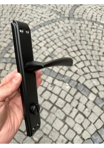 Şık Siyah Aynalı Kapı Kolu, Sağ El, Banyo ve Wc Için, Mat Kaplama