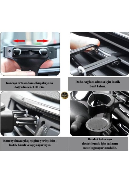 Audi Q5 2018-2019-2020-2021-2022-2023-2024-2025 Ayarlanabilir Araç Bardak Tutucu – Abs Malzeme, Kaymaz Pedli, Havalandırma Klipsli, 93X73X86MM