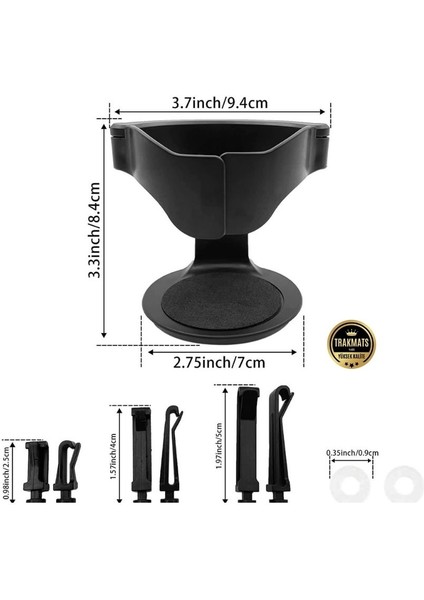 Toyota Land Cruiser Prado J150 2009-2010-2011-2012-2013 Ayarlanabilir Araç Bardak Tutucu – Abs Malzeme, Kaymaz Pedli, Havalandırma Klipsli, 93X73X86MM