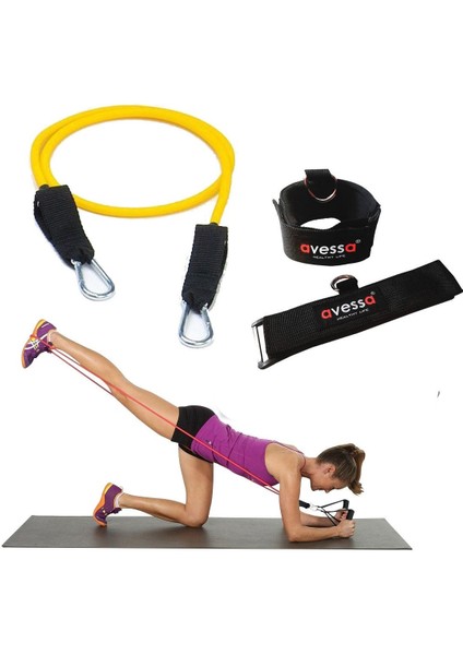 Sarı Direnç Lastiği ve Ayak Aparatı Seti, Sağlam ve Esnek Antrenman Aracı