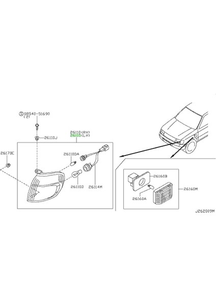 Japon Pıck-Up (D22) 2.7 D:3.2 Td 2000-2001 Sinyal Lambası Sol . (Oem NO:26115VJ825)