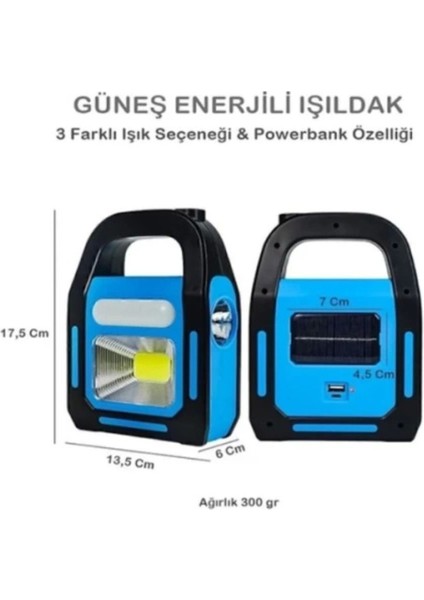 Çok Renkli Güneş Enerjili Kamp Işığı ve Powerbank Özellikli Lamba