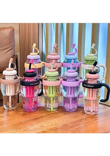 Pembe 1300ML Büyük Kapasiteli Pipetli Su Matara Spor ve Detoks Için Ideal fiyatları