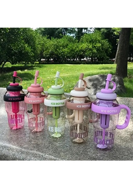 Pembe 1300ML Büyük Kapasiteli Pipetli Su Matara Spor ve Detoks Için Ideal modelleri