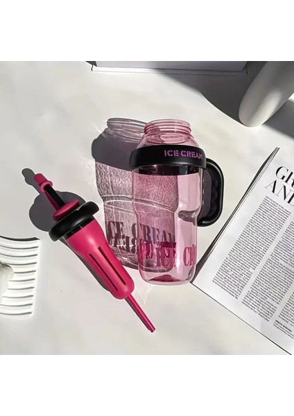 Pembe 1300ML Büyük Kapasiteli Pipetli Su Matara Spor ve Detoks Için Ideal indirimleri