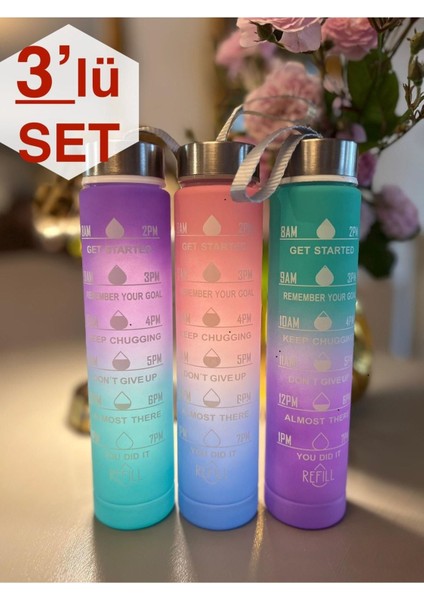 Sevimli 3'lü 500 ml Çocuk Matara, Bpa Içermeyen, Renkli ve Şık Suluk Seti