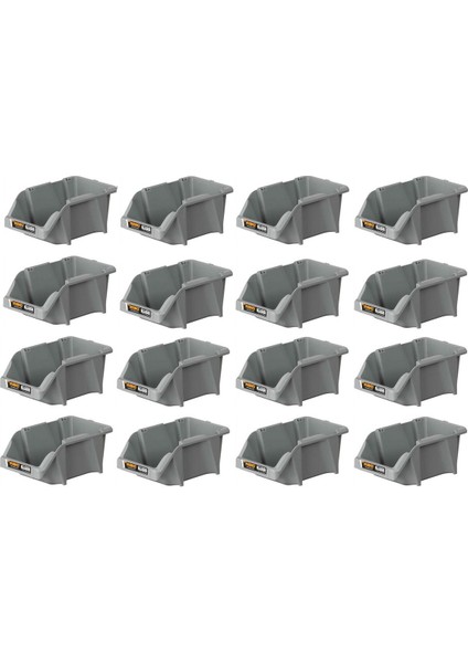 Gri 16'lı Plastik Parça Kutusu, 103X165X75 Mm, Düzenli Saklama Çözümü