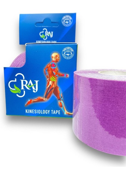 Mor ve Lila Renkli Esnek Sporcu Bandı, 5m x 5cm, Rahat ve Dayanıklı Kullanım Sağlar