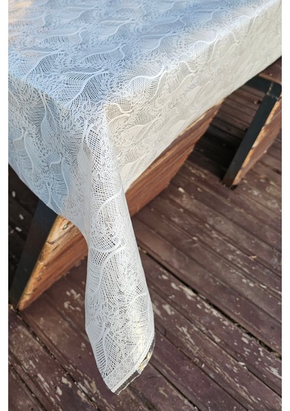 Hasır Lüx Pvc Kaplamalı Silinebilir Masa Örtüsü Su Geçirmez Lüks Muşamba Sofra Bezi Dantel Desenli
