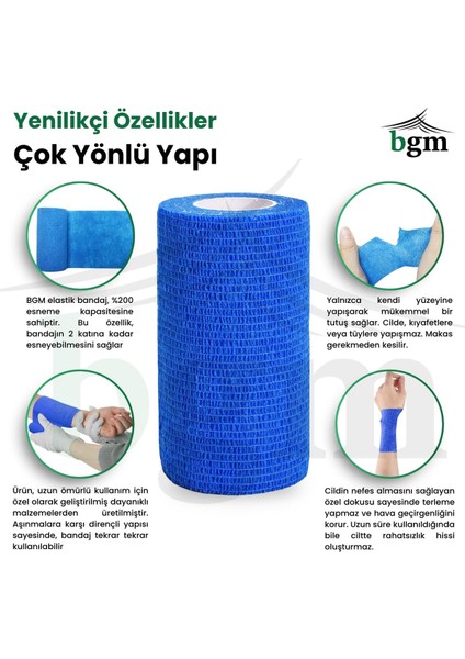 Elastik Kendinden Yapışkanlı Bandaj 10CM x 4.5m Mavi Sporcu ve Günlük Kullanım