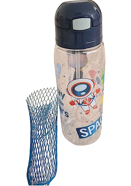 Şık ve Dayanıklı 500ML Pipetli Matara, Mavi Renkli, Pratik ve Kullanışlı Tasarım