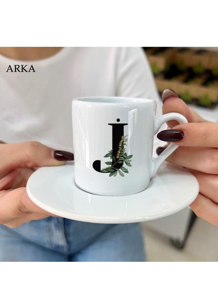 J Harfli Çiçekli Yaprak Desenli Özel Tasarım Kahve Fincanı, Şık ve Zarif Seçenek fiyatları