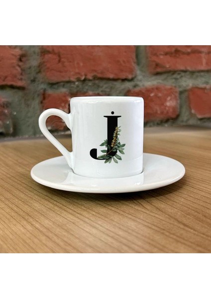J Harfli Çiçekli Yaprak Desenli Özel Tasarım Kahve Fincanı, Şık ve Zarif Seçenek indirimleri