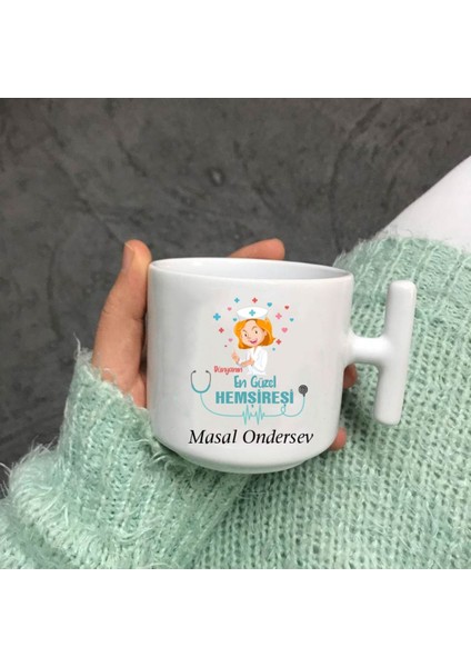 Hemşirelere Özel Baskılı Nescafe Fincanı T Kulp Beyaz, Şık ve Kullanışlı Tasarım