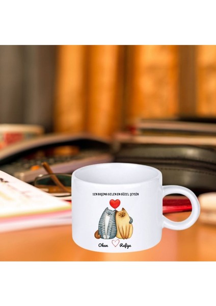 Sevgiliye Özel Tasarımlı Sıcak Kahve Fincanı, Beyaz Renkli, Şık ve Anlamlı Tasarım