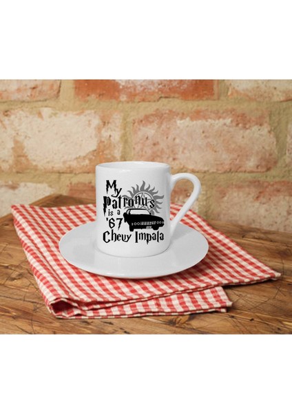 Beyaz Türk Kahvesi Fincanı, Chevy Impala Baskılı, Şık ve Özel Tasarım