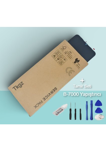 - Vivo Y18 Uyumlu LCD Ekran Dokunmatik Service - Pack + B-7000 + Montaj Seti