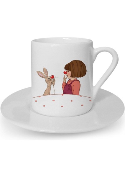 Gri Vintage Türk Kahvesi Fincanı, Dostluk ve Kardeşlik Temalı Şık Tasarım