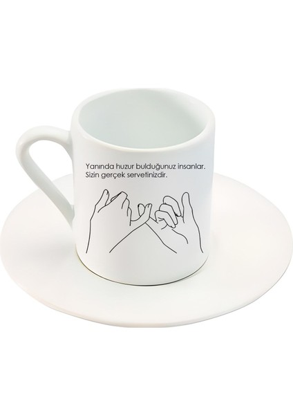 Beyaz 2'li Türk Kahve Fincan Seti, Keyifli Anlar ve Sevgi Dolu Sohbetler Için