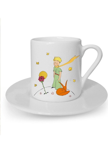 Küçük Prens Temalı Beyaz Kahve Fincanı, Şık ve Sevimli Tasarım.