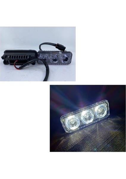 1 Takım Gündüz Sürüş Lambası (Farı) 3 Mercek LED Metal Kasa 8.5cm x 3cm fiyatları